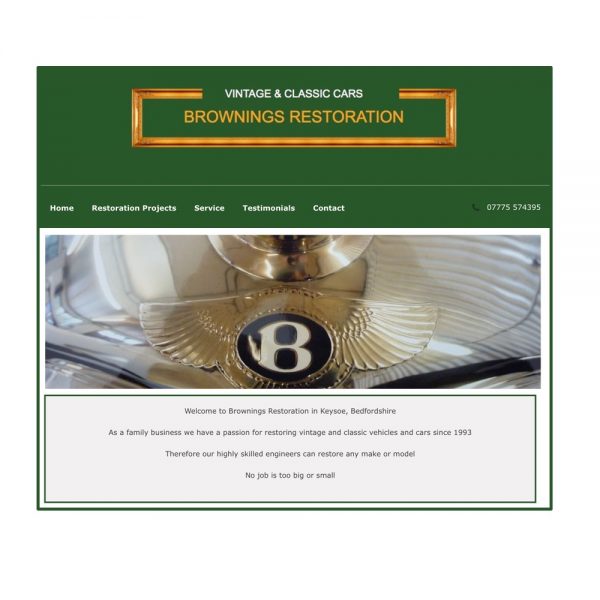 Website Design for Brownings Restoration in Bedfordshire
