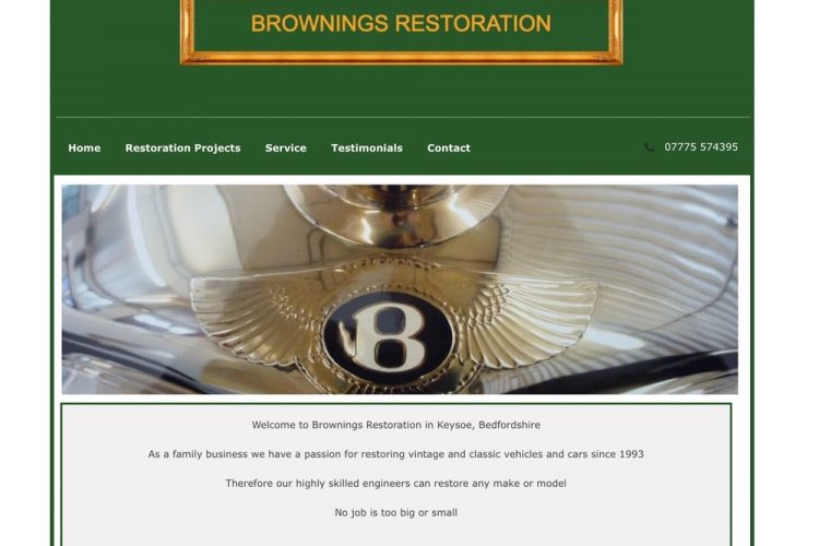 Website Design for Brownings Restoration in Bedfordshire